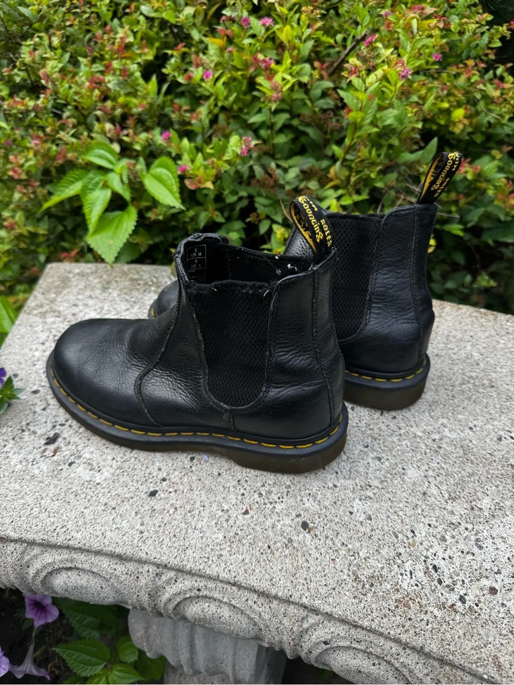 Dr. Martens Kids Black Chelsea Boots with Yellow Stitching